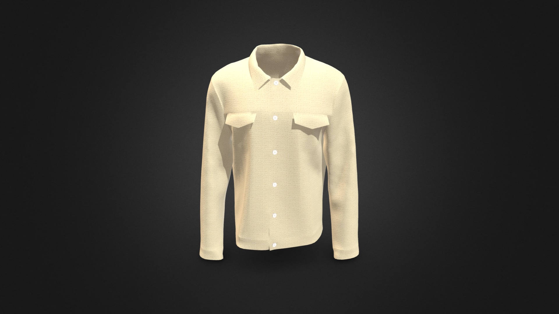 3D model Men’s Slim Denim Jacket - This is a 3D model of the Men's Slim Denim Jacket. The 3D model is about a white shirt on a black background.