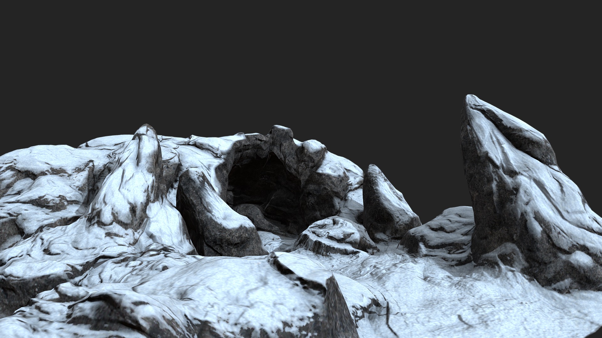 3D model Cave Entrance with Snow - This is a 3D model of the Cave Entrance with Snow. The 3D model is about a group of rocks.