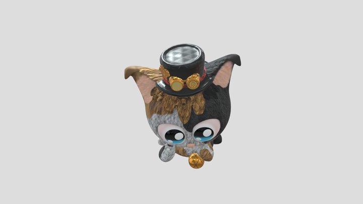 Gato Kawaii de Cartola 3D Model