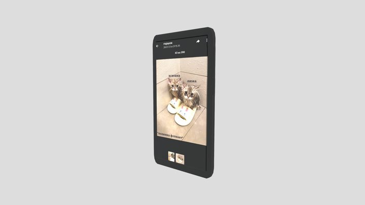 телефон с семьёй котов 3D Model