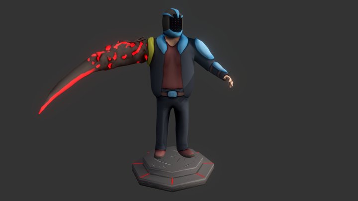 Character With Stand And Posed 3D Model