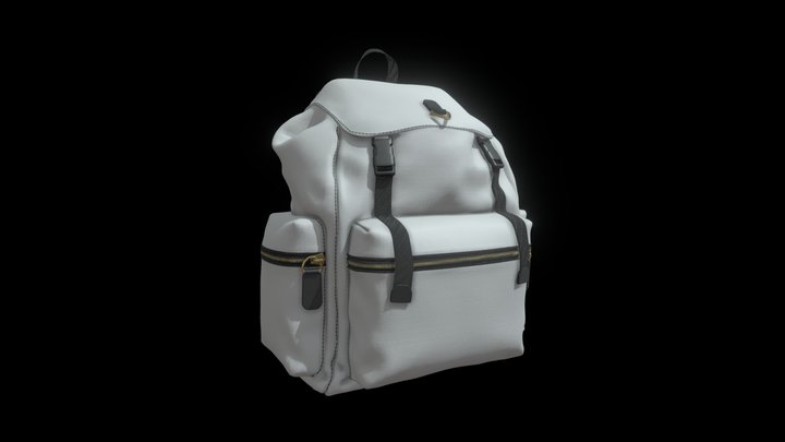 Large Backpack - White Texture (Mockup) 3D Model