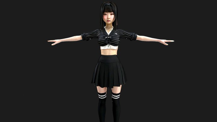 Japanese woman t-pose – Modello 3D gratuito STL