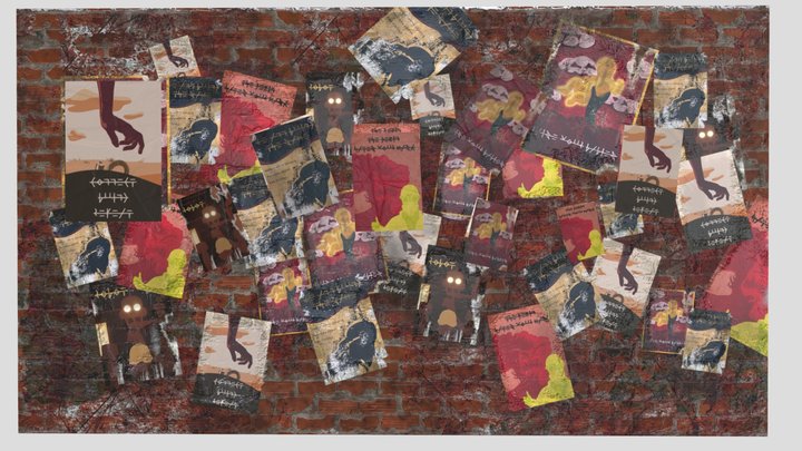 Abandoned Wall filled with Propaganda 3D Model