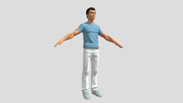 Anime-style young man standing 3D Model