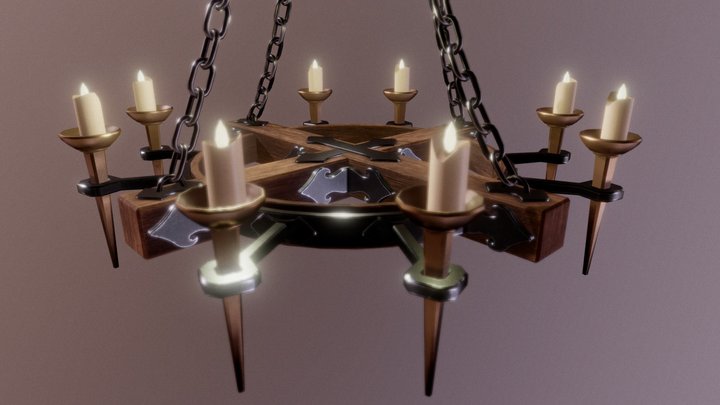 Medieval Chandelier - Stylized 3D Model