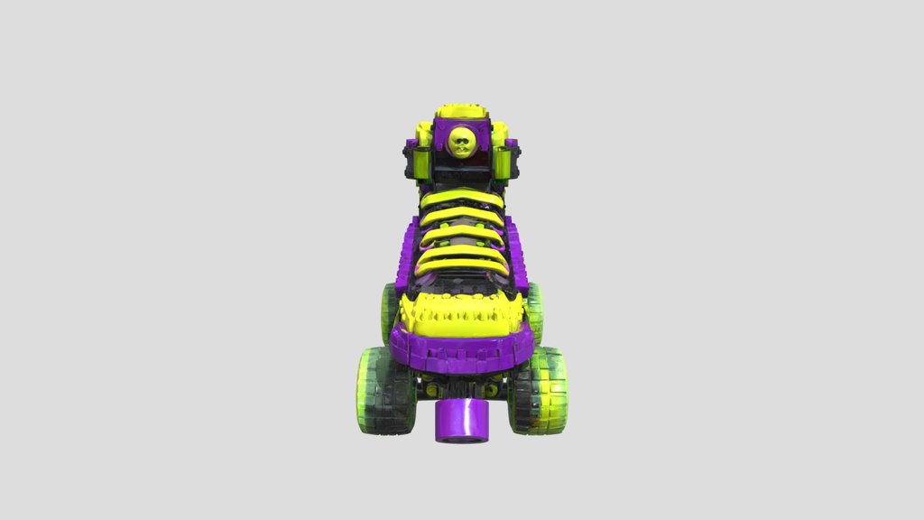 Colorful toy roller skate built from plastic br