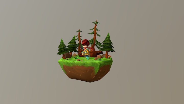 The Island And Knight 3D Model