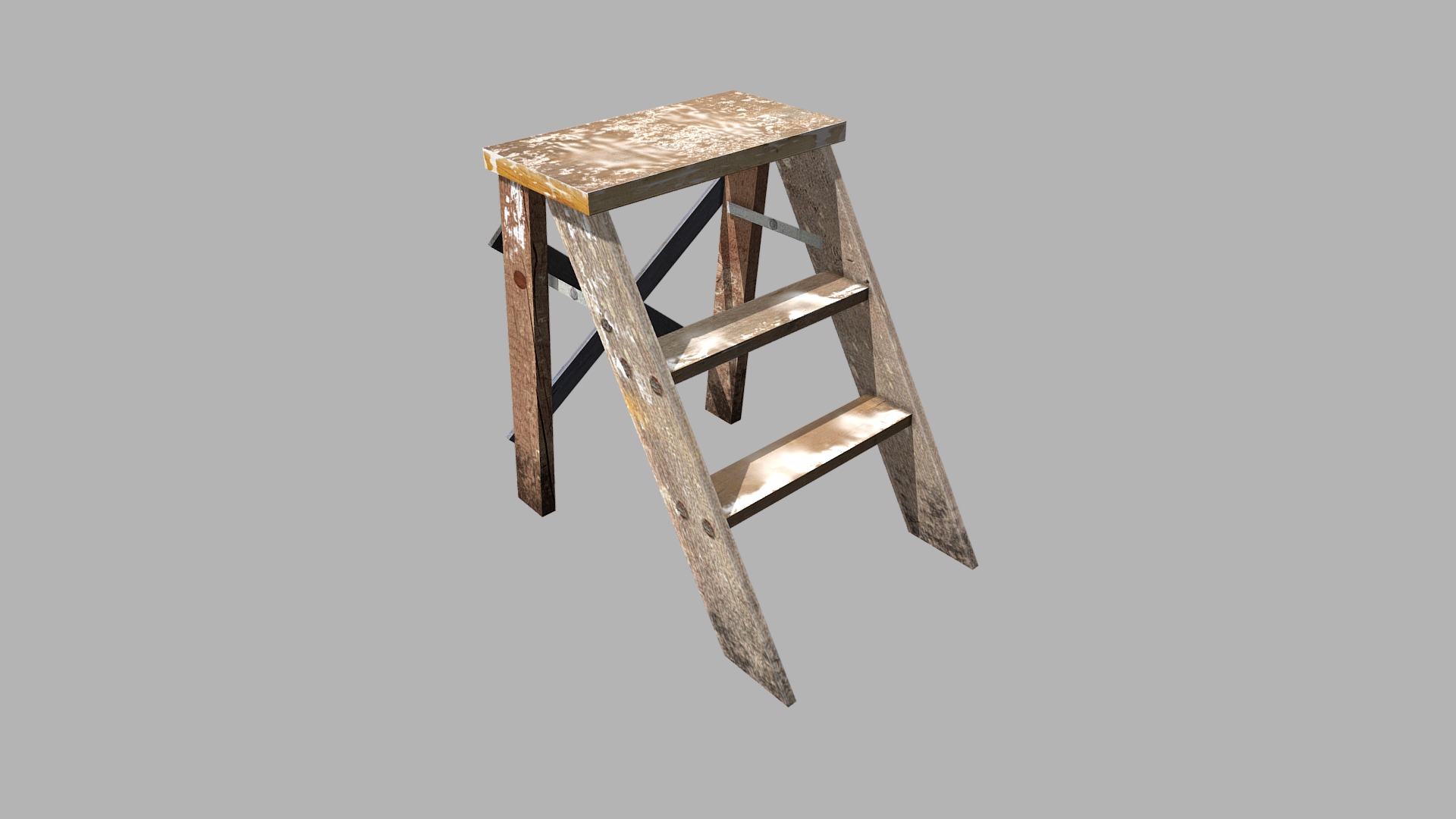 3D model Ladder - This is a 3D model of the Ladder. The 3D model is about a wooden birdhouse with a light.