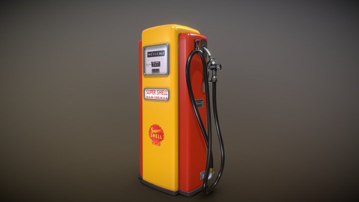 Vintage Petrol Pump 3D Model