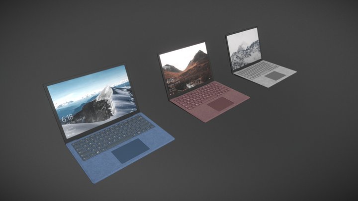 Microsoft Surface Laptop - 3 Colors 3D Model