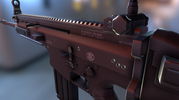 FN Herstal Scar 17-S Assault Rifle 3D Model