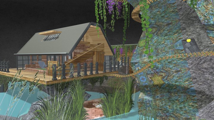 Solar Cabin_04 add moss and vines 3D Model