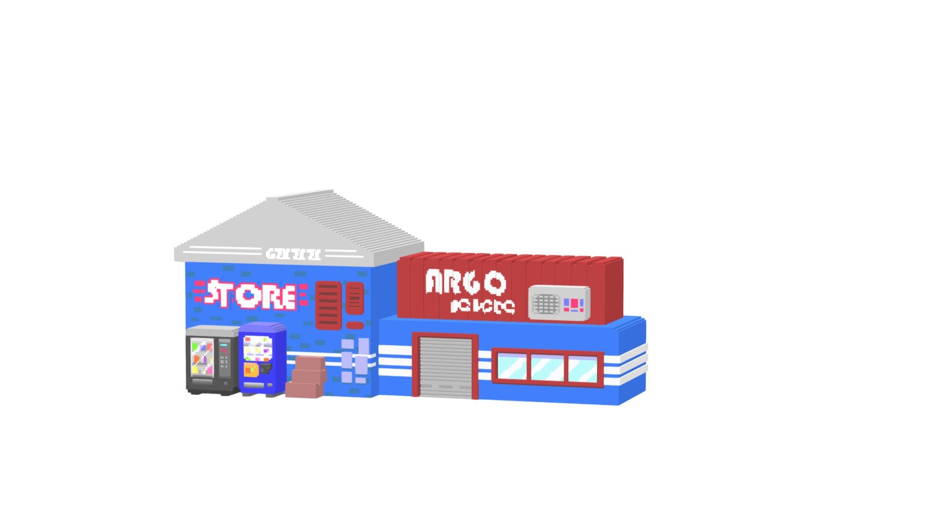 Pixel house红蓝涂鸦房
