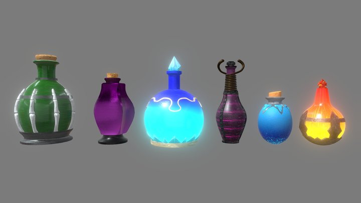 Fantasy Potion Set 3D Model