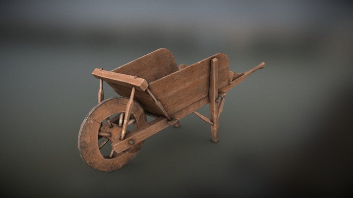 Wooden wheelbarrow - 16th to 19th century 3D Model