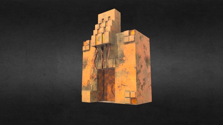 3D Stylized Metal Dirty Thick Scratched Door 3D Model