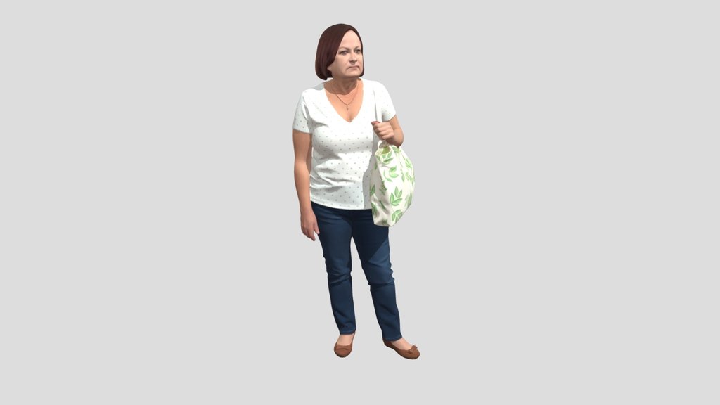 Casual Shopper with Leafy Tote