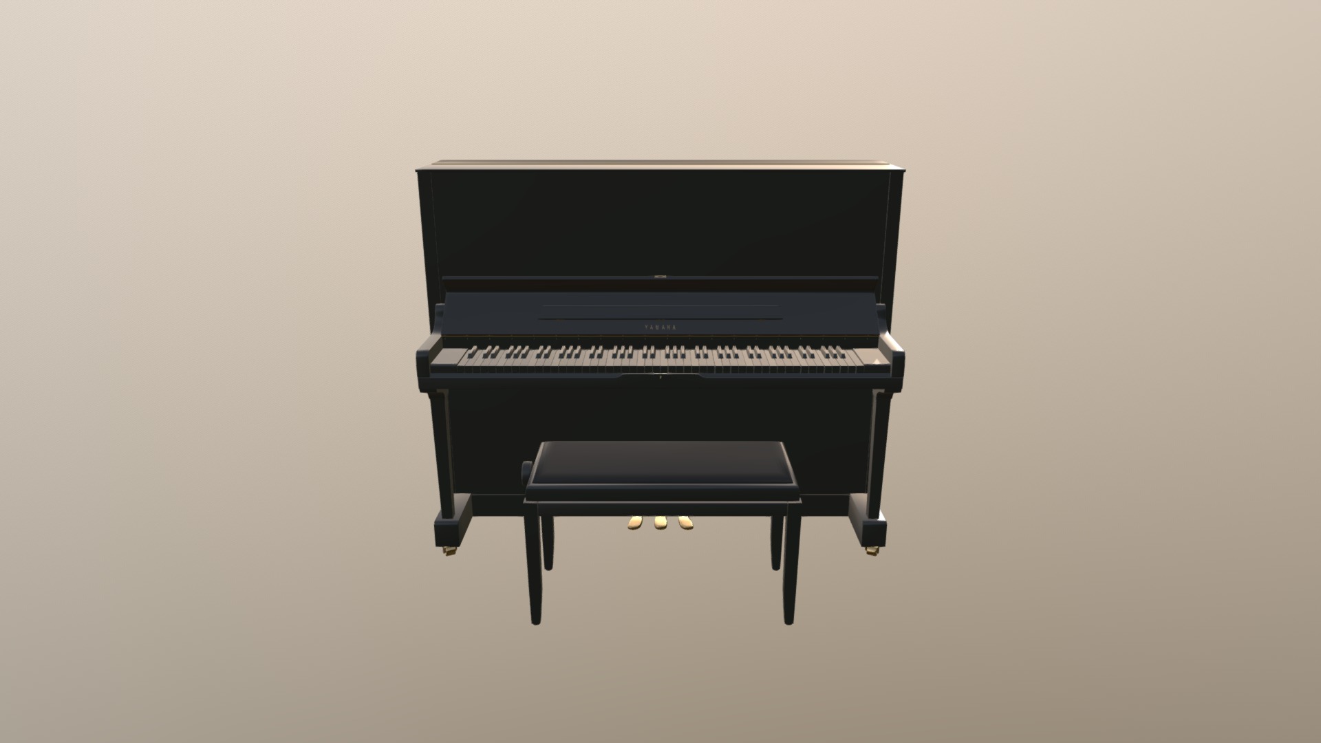 3D model Upright Piano - This is a 3D model of the Upright Piano. The 3D model is about a black piano with a white background.