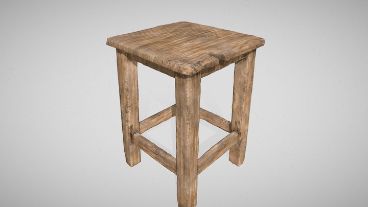 Wooden Stool 3D Model