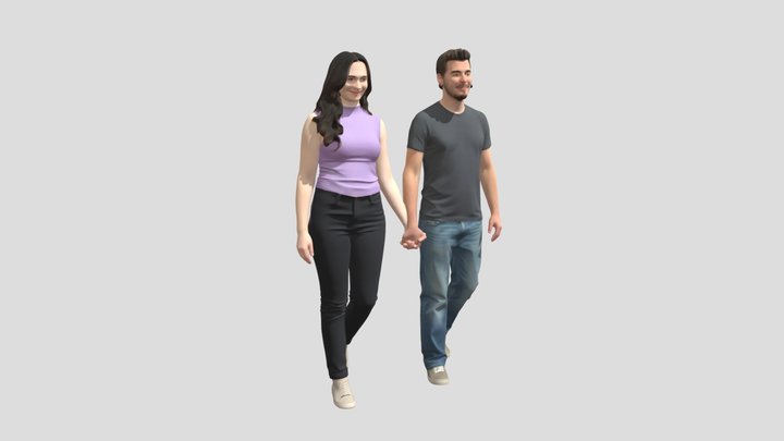 Couple Walking Hand in Hand – Kostenloses 3D-Modell STL