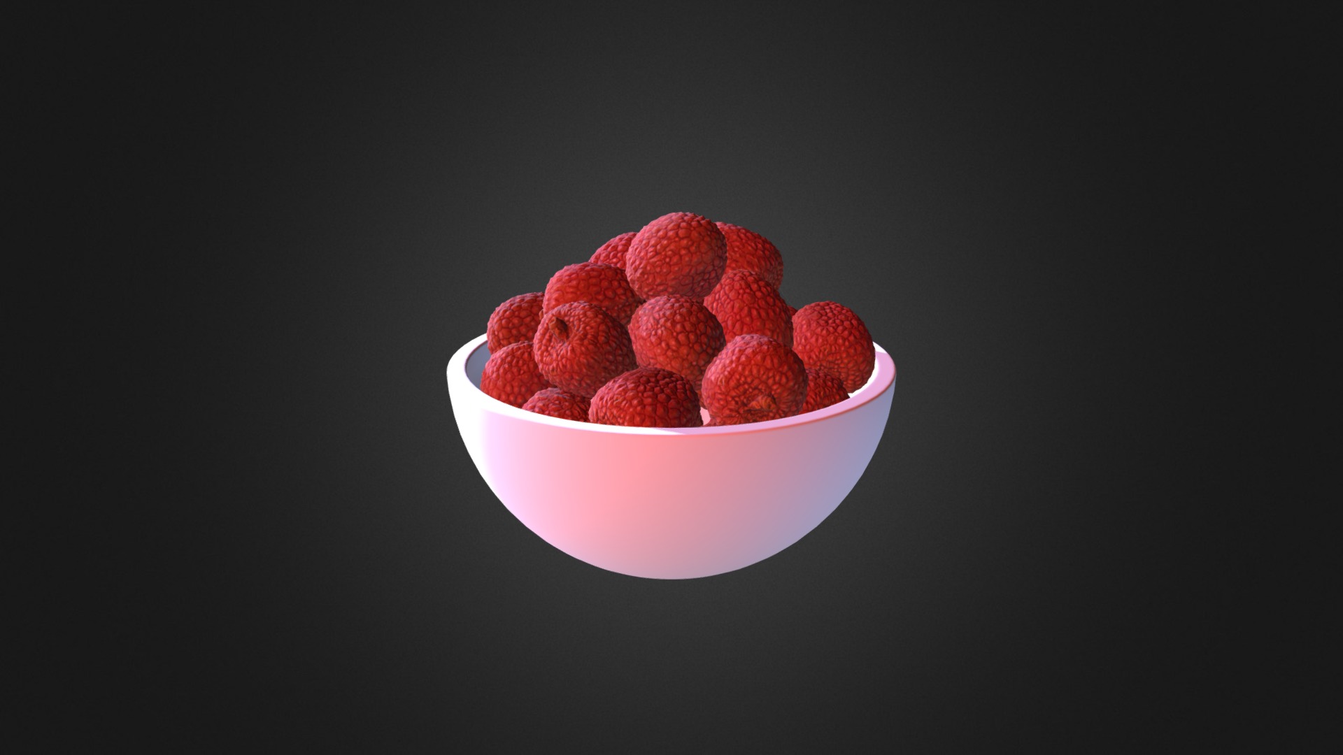 3D model Bowl of Lychees - This is a 3D model of the Bowl of Lychees. The 3D model is about a bowl of strawberries.
