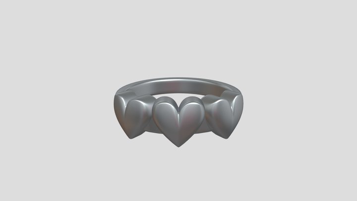 a three heart ring 3D Model