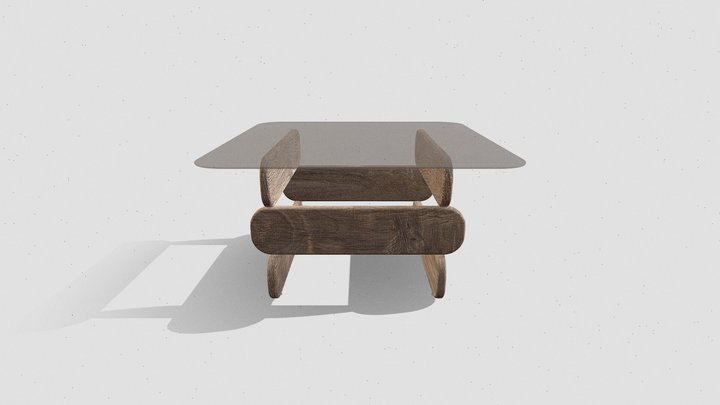 Modern Wave Coffee Table - Smoked Glass & Wood