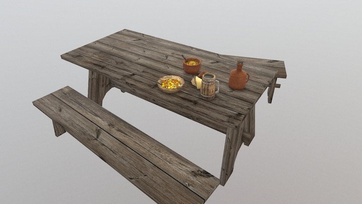 Low Poly Medieval Meal 3D Model