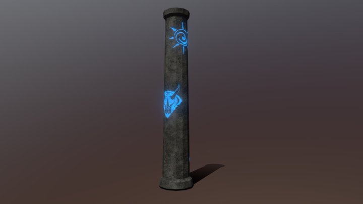 Pillar with Ancient Runes 3D Model