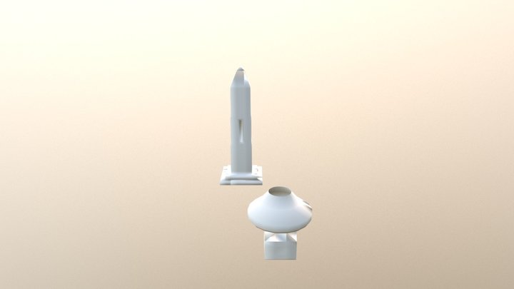 Obelisk And Lamp 3D Model