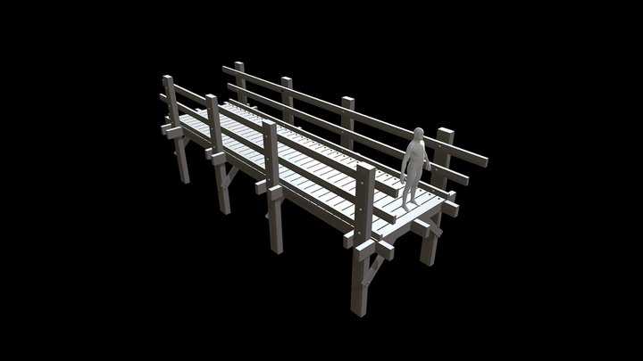 LOW POLY WOODEN OLD BRIDGE 3D Model