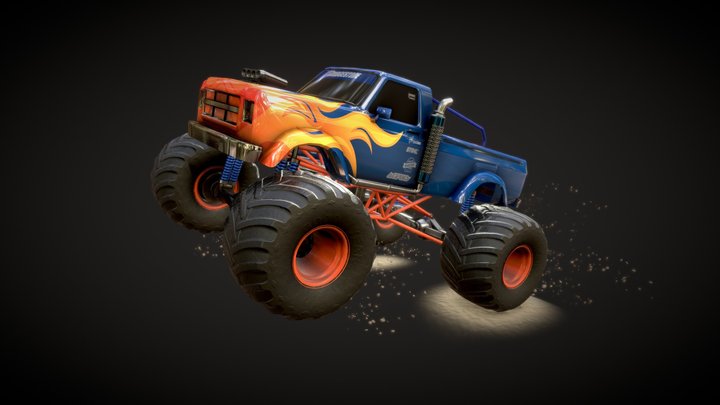 FLAMES IN Monster Truck 3D Model
