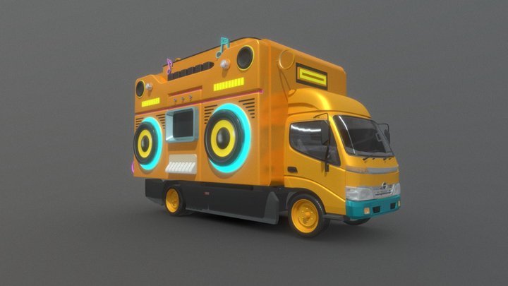 Cartoon recorder caravan truck 3D Model