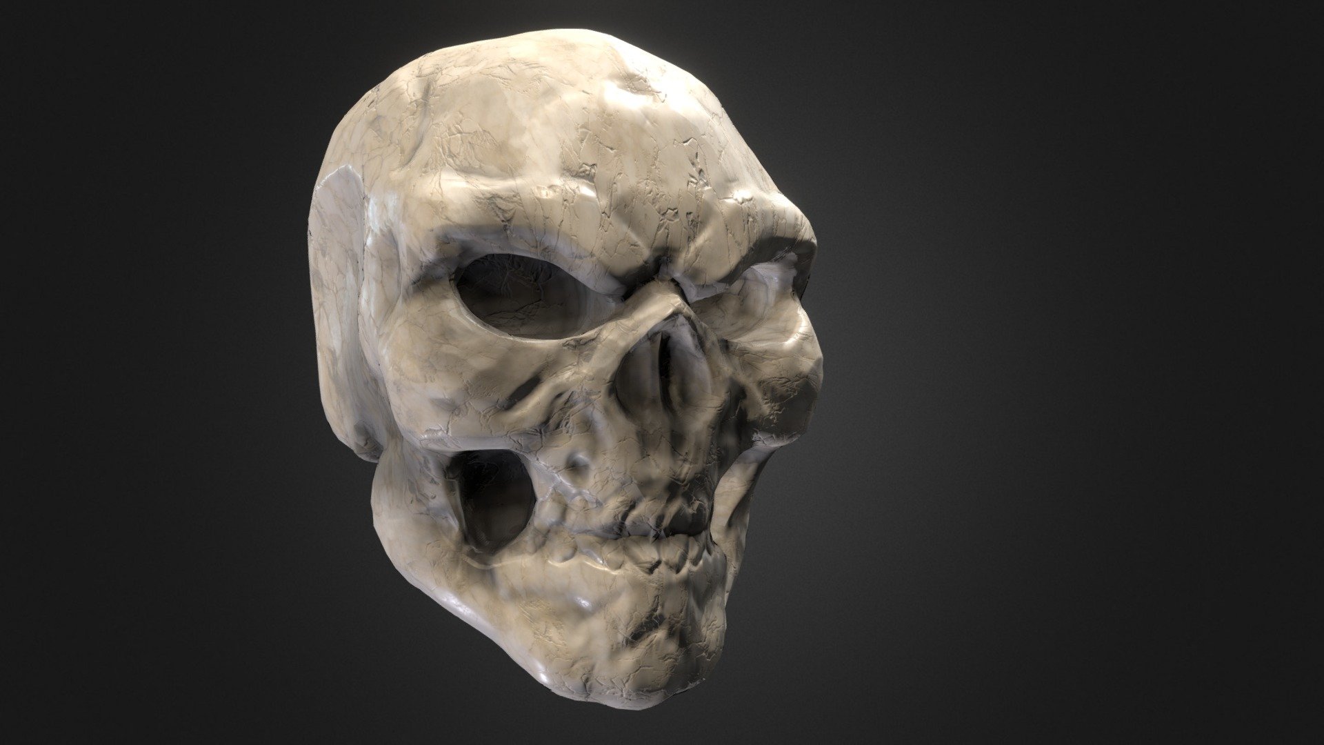 Cracked Marble Skull Sculpt