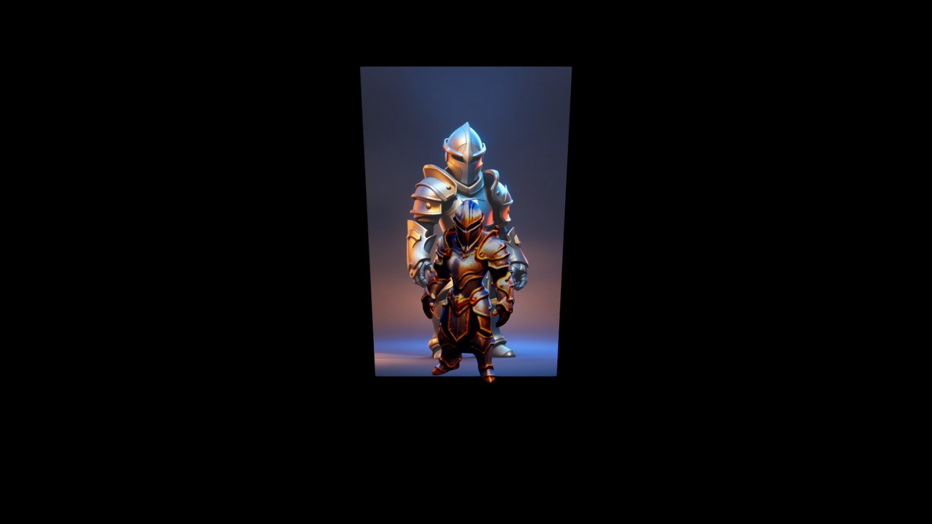 a of a knight in armor standing on a blue backg - Download Free 3D ...