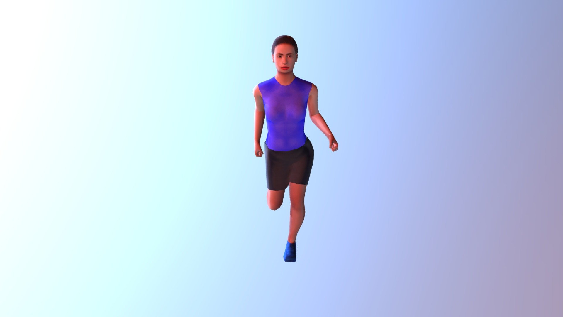 Low Poly Female In Blue Skirt Full Body Rigged