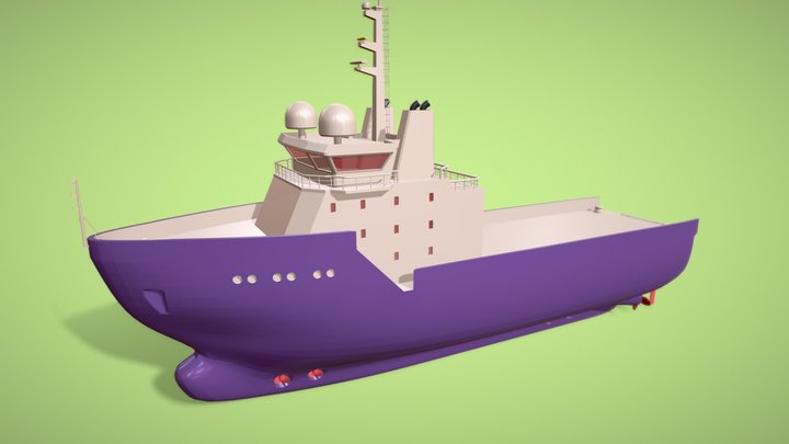Low Poly Marine Supply Vessel Ship Model 2 3D Model