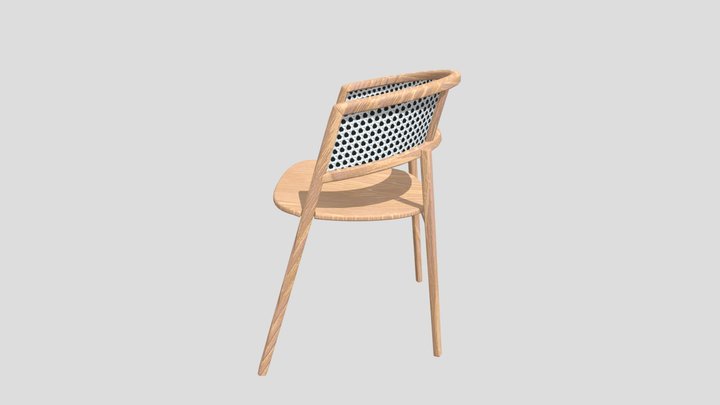 Japandi Chair Wood And Wicker 3D Model