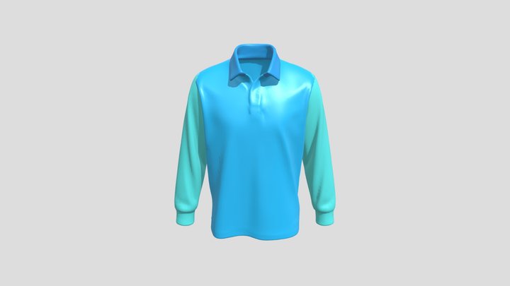 striped long-sleeve rugby shirt 3D Model