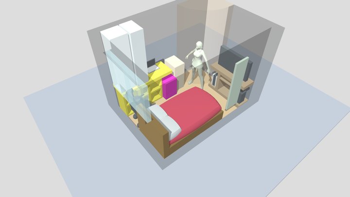 habitacion mini con humano de referencia 3D Model