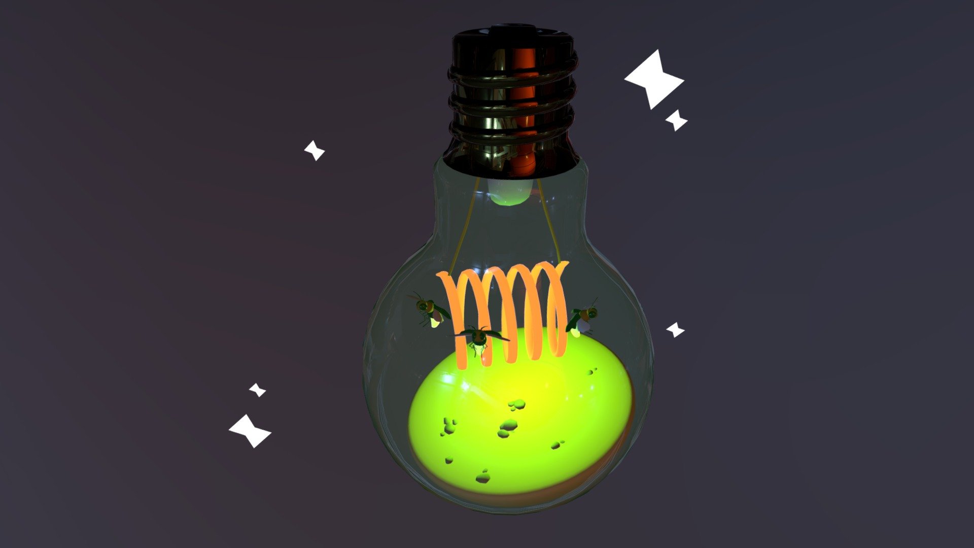 Lamp with fireflies