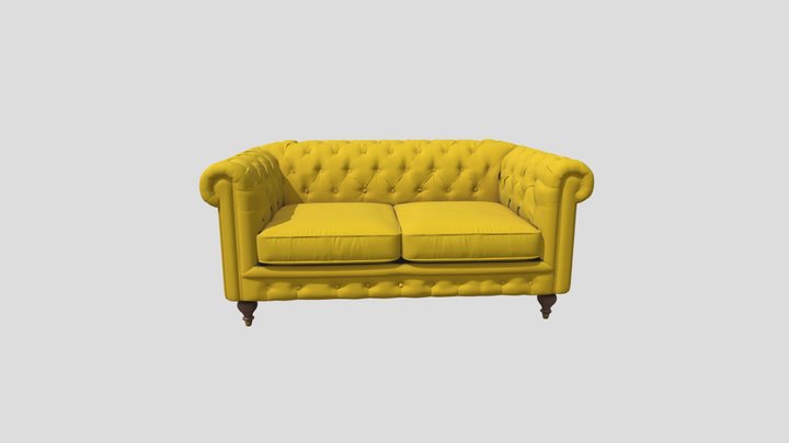 Yellow_tufted_sofa_3d_model 3D Model