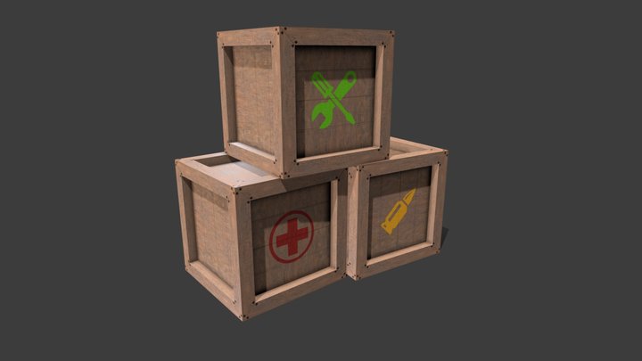 Crates Photo bashed Textured 3D Model