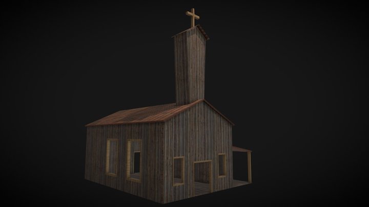 Wooden Church Low Poly 3D Model