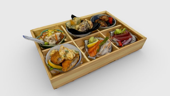 Sushi and sashimi lunch box 3D Model
