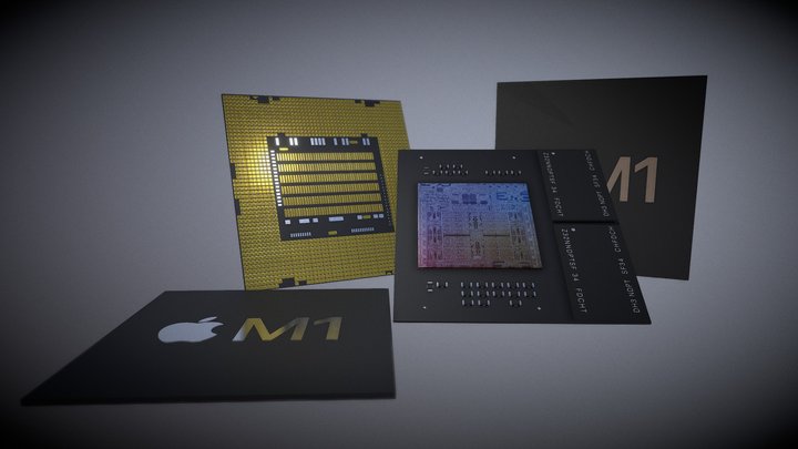 Apple M1 CPU Chipset 3D Model