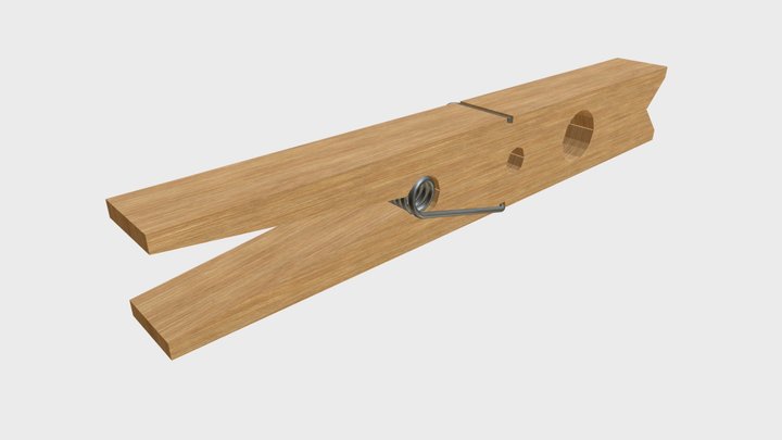 Clothespin wooden clothes peg 3D model