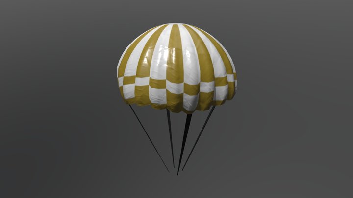 Parachute Asset Round Yellow 3D Model