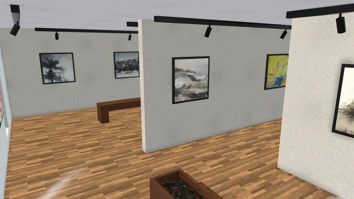 VR Gallery No 2 Building with artwork by DrCG 3D Model